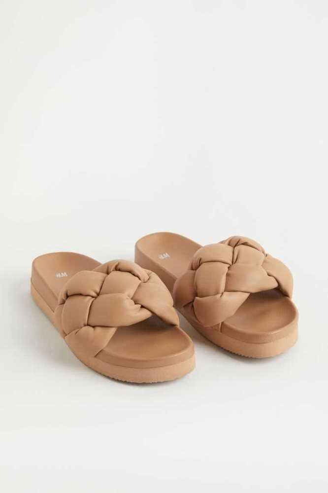 Sandalias de Diapositivas H&M Braided Mujer Grises Claro Marrom | 098637DPU