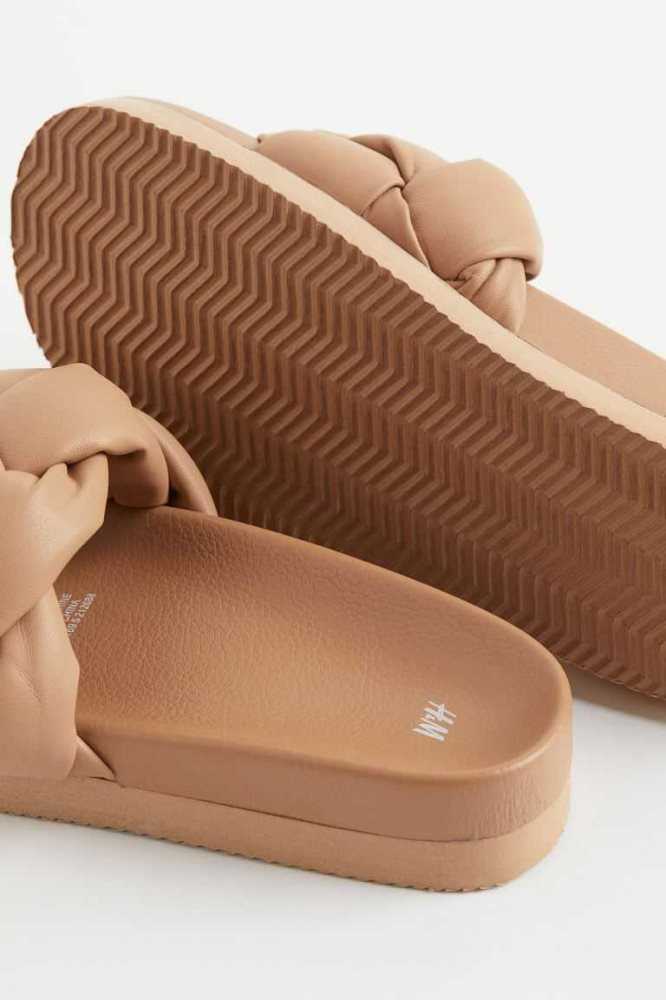 Sandalias de Diapositivas H&M Braided Mujer Grises Claro Marrom | 098637DPU