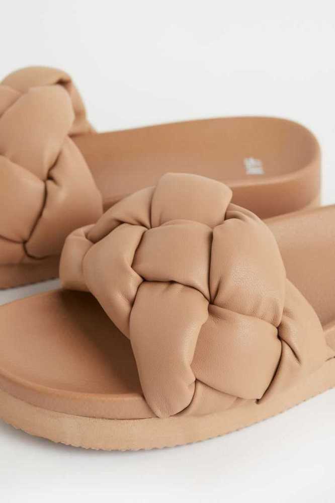 Sandalias de Diapositivas H&M Braided Mujer Grises Claro Marrom | 098637DPU