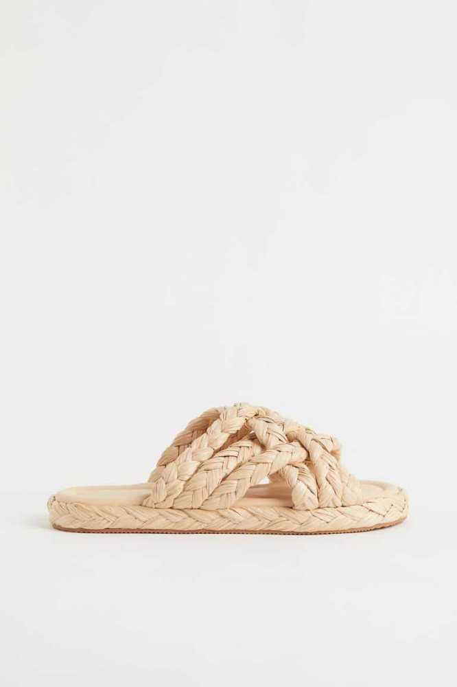 Sandalias de Diapositivas H&M Braided Mujer Beige | 914635CSA