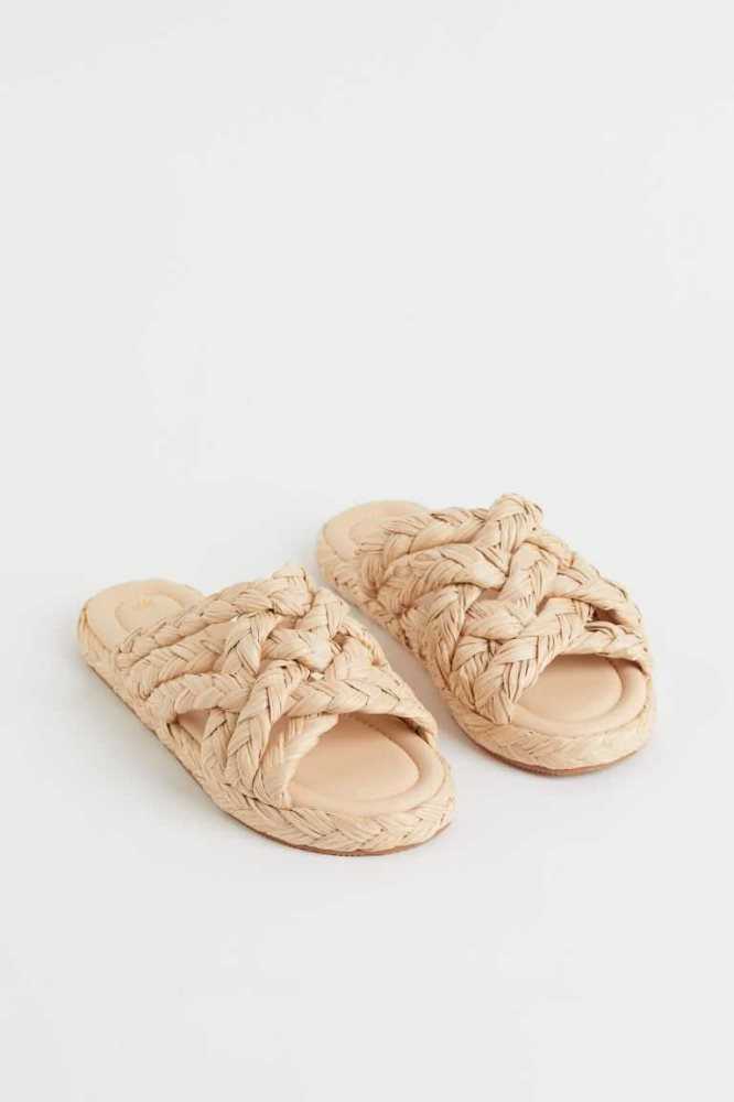 Sandalias de Diapositivas H&M Braided Mujer Beige | 914635CSA