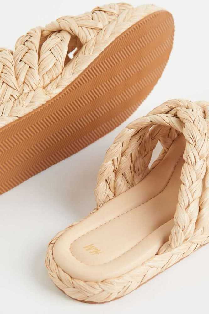 Sandalias de Diapositivas H&M Braided Mujer Beige | 914635CSA