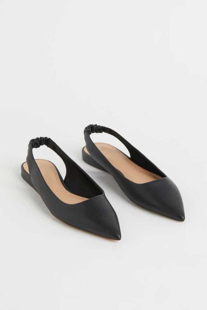 Sandalias de Diapositivas H&M Pointed Slingbacks Mujer Negros | 831576BOQ