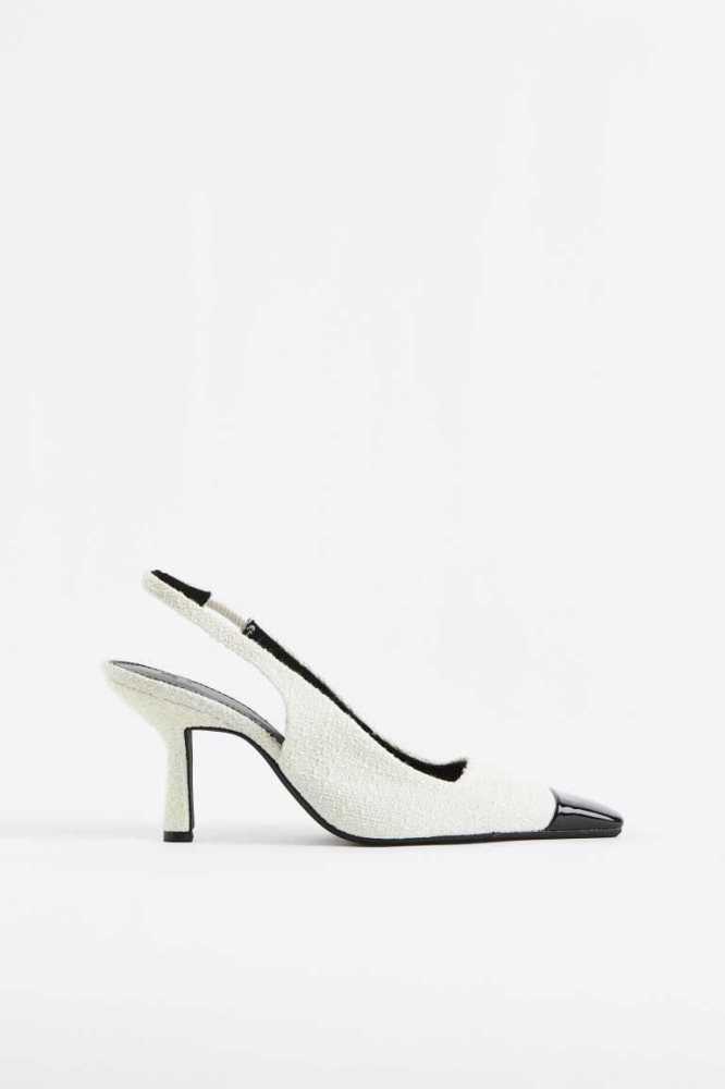 Sandalias de Diapositivas H&M Textured Slingbacks Mujer Blancos | 743218KSG