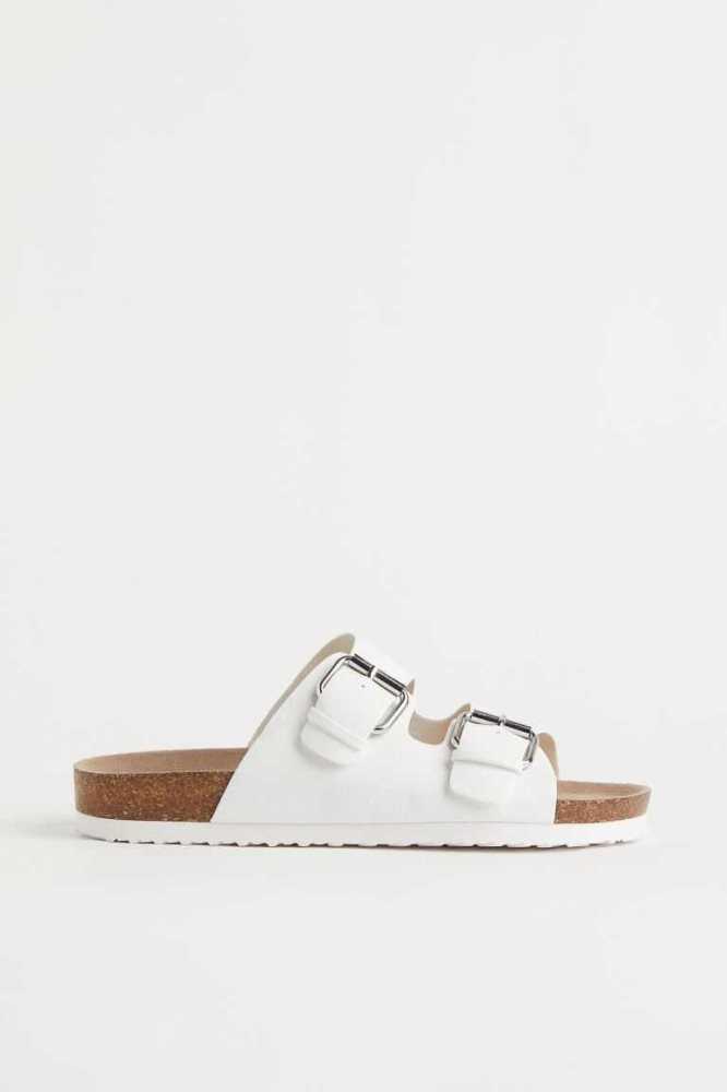 Sandalias de Diapositivas H&M Two-strap Mujer Blancos | 751203VWT