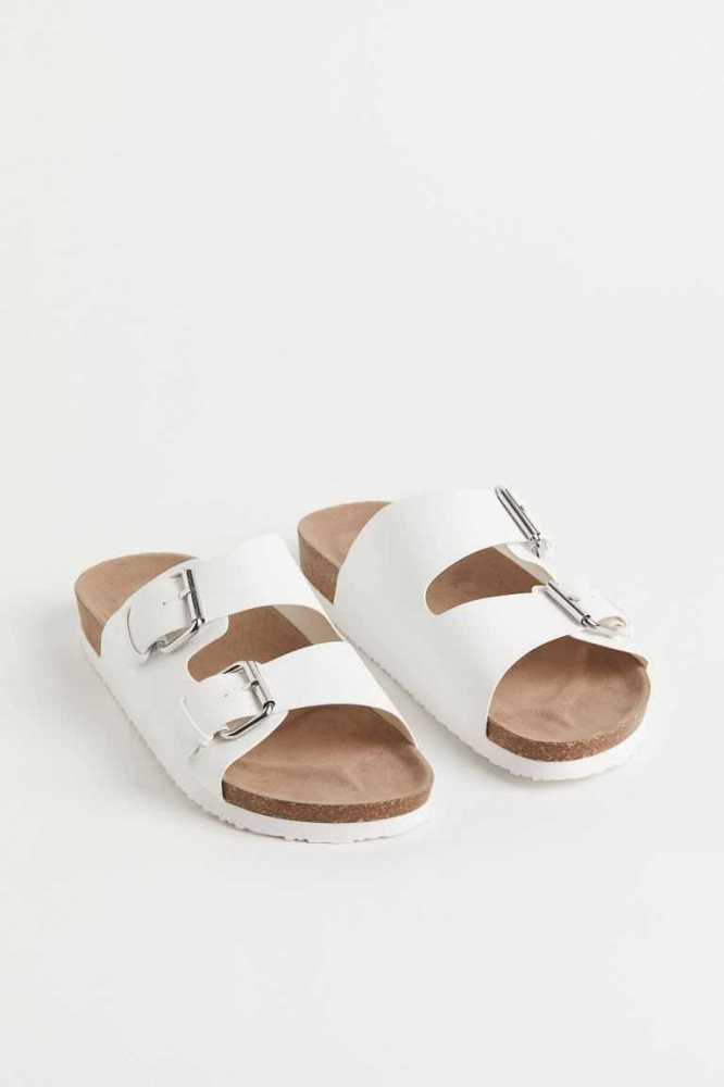 Sandalias de Diapositivas H&M Two-strap Mujer Blancos | 751203VWT