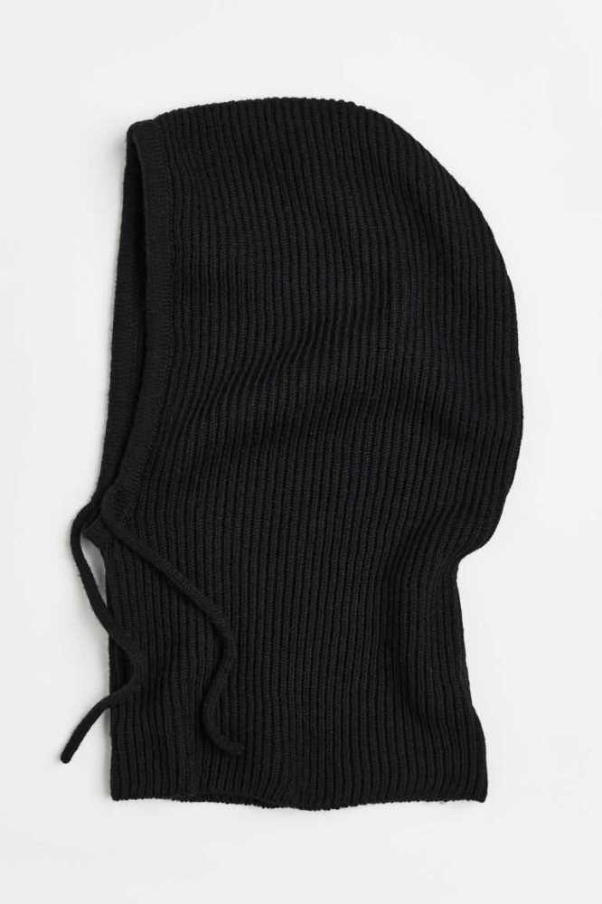 Sombreros H&M Acanalado Balaclava Mujer Negros | 287034DHV