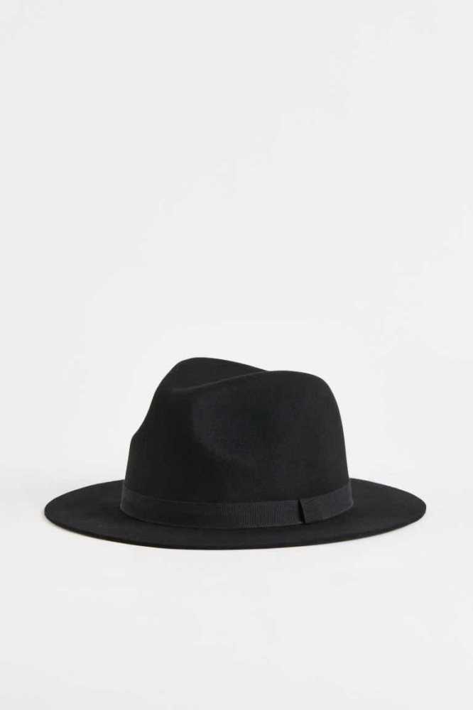 Sombreros H&M Felted Lana Hombre Negros | 047259WRH