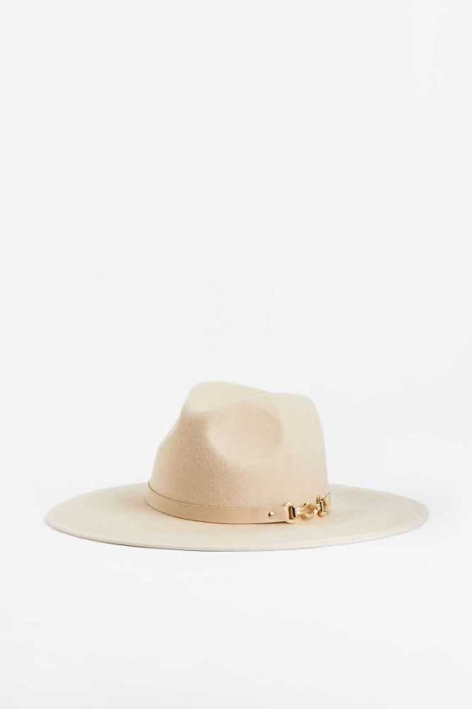 Sombreros H&M Felted Lana Mujer Beige Claro | 613295ZTI