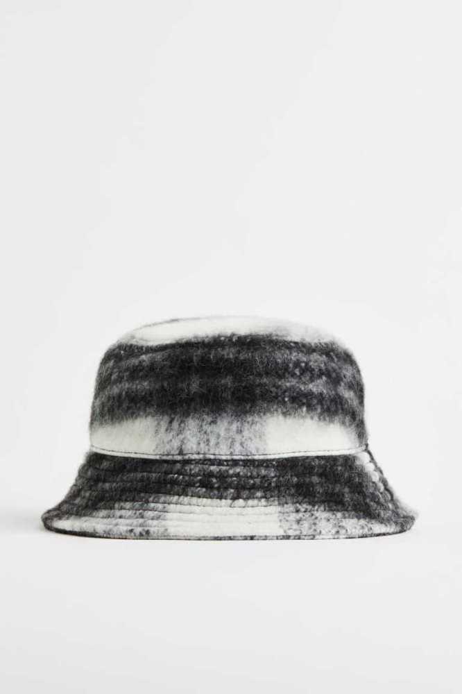 Sombreros H&M Lana-blend Bucket Hombre Negros Blancos | 138647PMQ