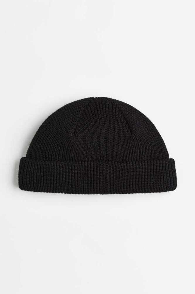 Sombreros H&M Rib-knit Hombre Negros | 427810SBU