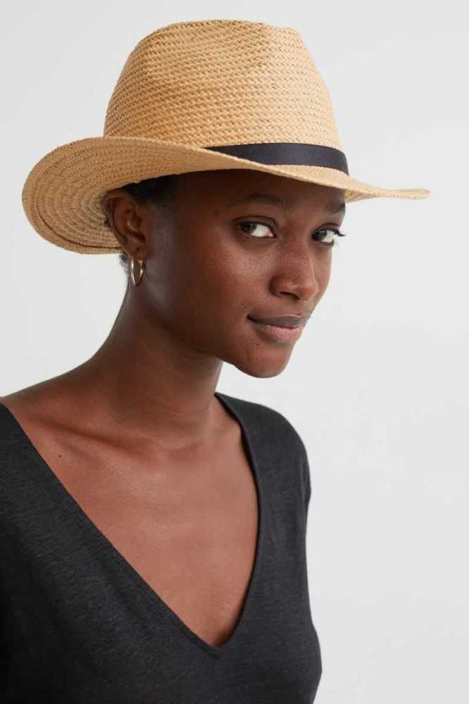 Sombreros H&M Straw Mujer Beige Claro | 025487EVL