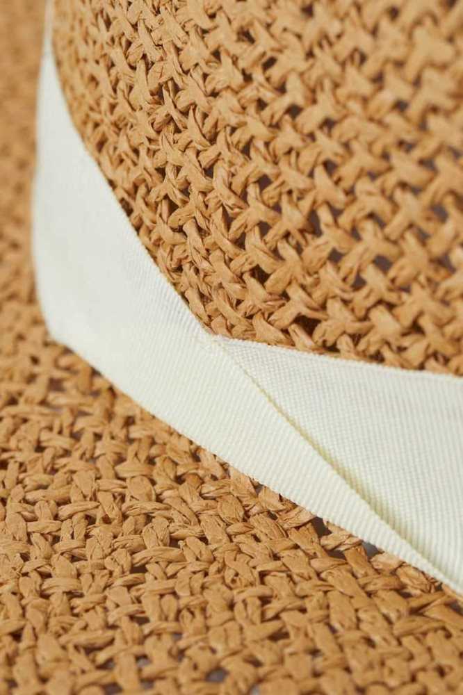 Sombreros H&M Straw Mujer Beige Negros | 278106QVW