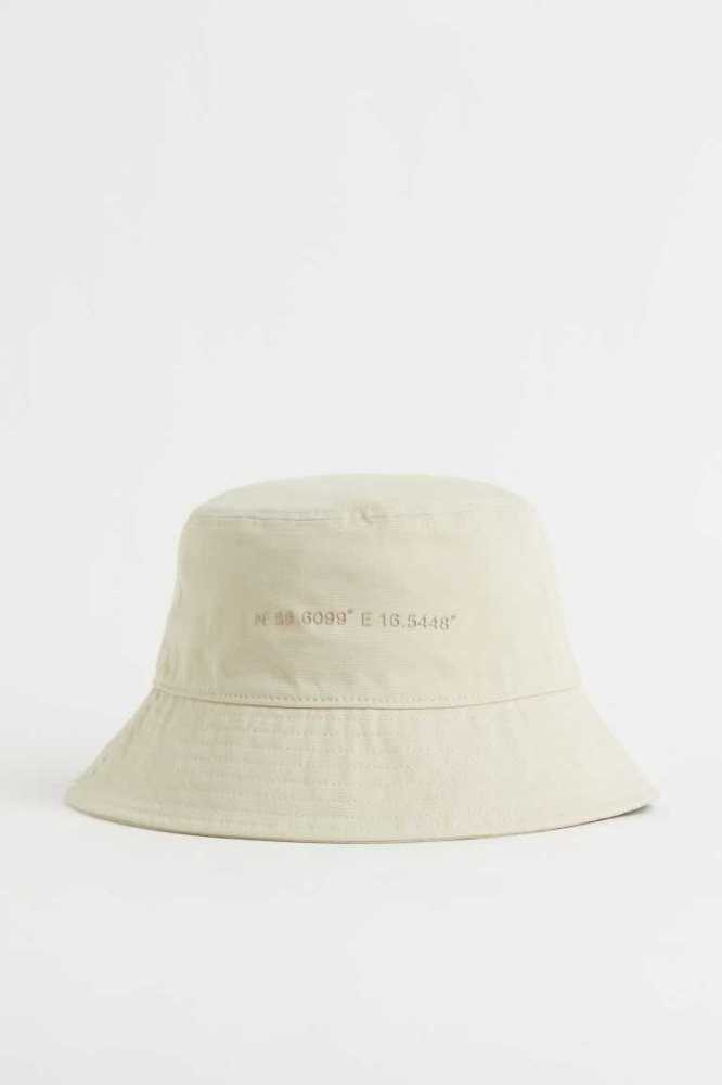 Sombreros H&M Twill Bucket Hombre Creme | 802673POJ