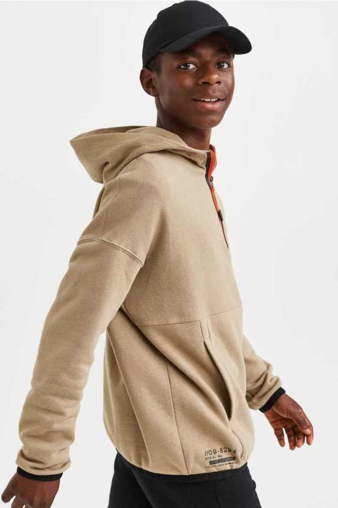 Sudadera Con Capucha H&M Half-zip Niños Beige | 178962ITM