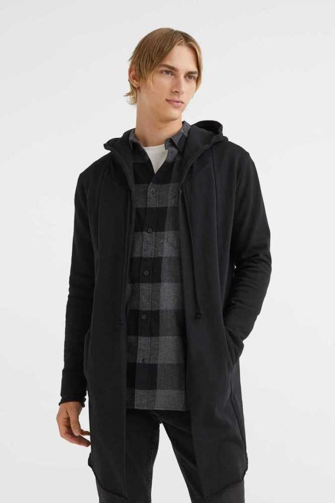 Sudadera Con Capucha H&M Long Encapuchado Cardigan Hombre Negros | 217569FGV