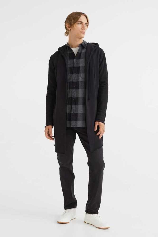 Sudadera Con Capucha H&M Long Encapuchado Cardigan Hombre Negros | 217569FGV