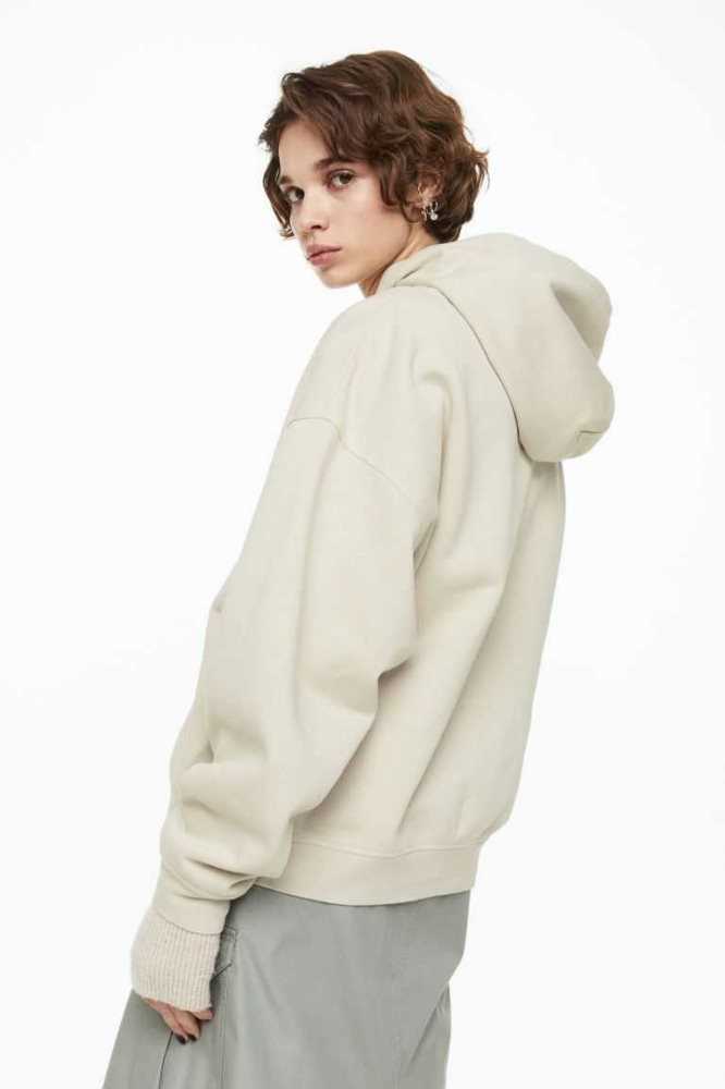 Sudadera Con Capucha H&M Oversized Encapuchado Jacket Mujer Beige Claro | 584103OMA