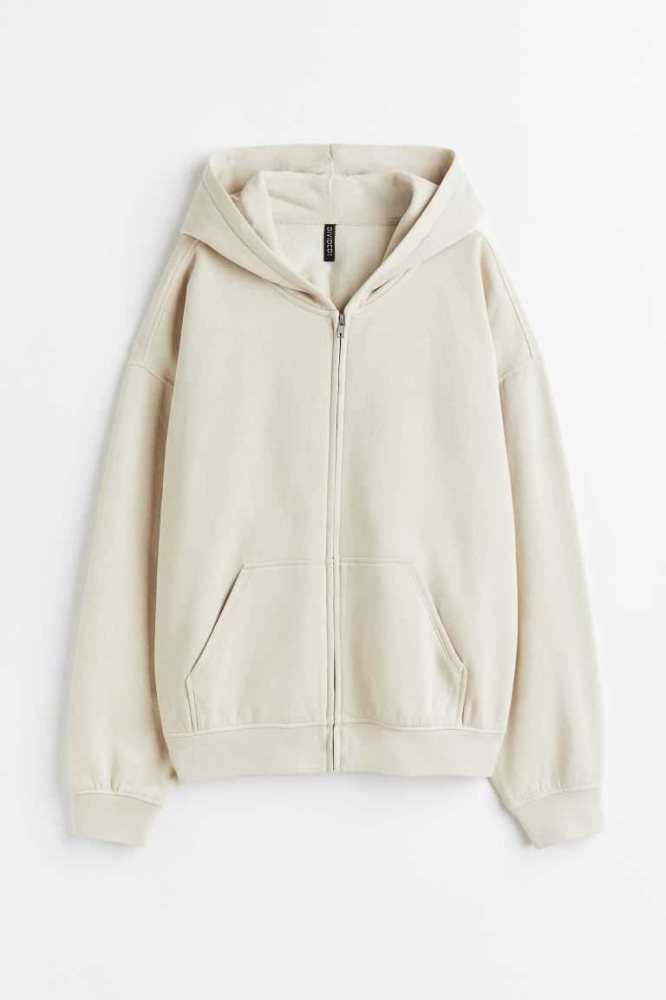 Sudadera Con Capucha H&M Oversized Encapuchado Jacket Mujer Beige Claro | 584103OMA