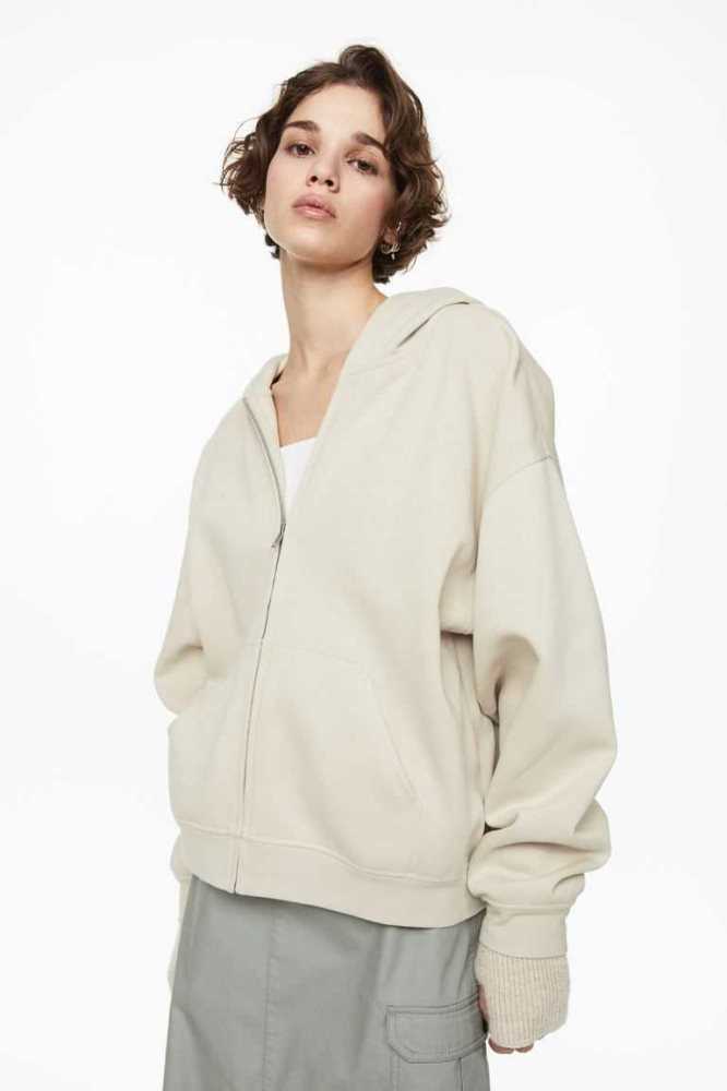 Sudadera Con Capucha H&M Oversized Encapuchado Jacket Mujer Beige Claro | 584103OMA