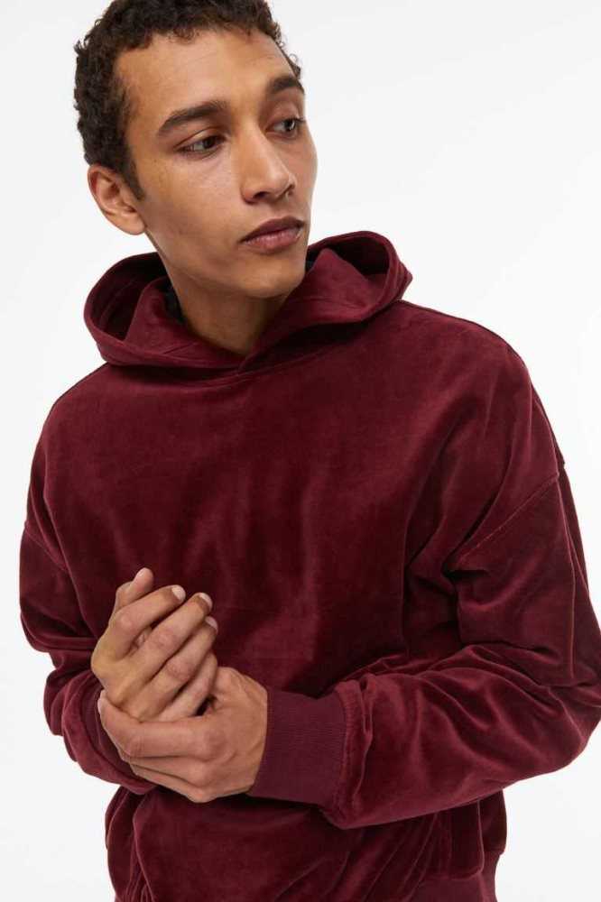 Sudadera Con Capucha H&M Oversized Fit Velour Hombre Negros | 035916TXE