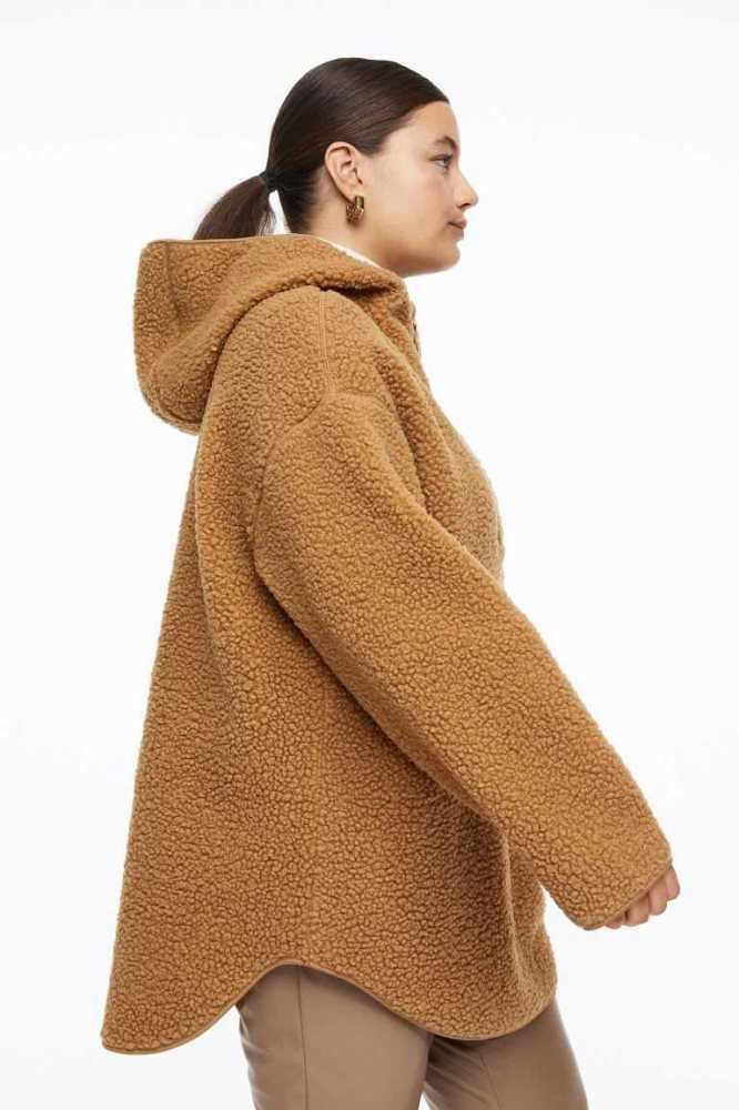 Sudadera Con Capucha H&M Oversized Fleece Mujer Beige Oscuro | 630412UYQ