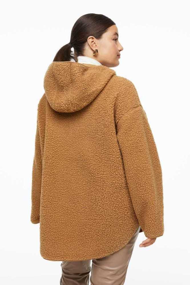 Sudadera Con Capucha H&M Oversized Fleece Mujer Beige Oscuro | 630412UYQ