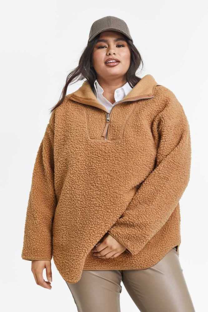 Sudadera Con Capucha H&M Oversized Fleece Mujer Creme | 673592MUN