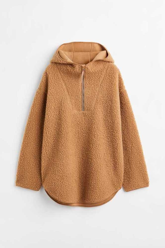 Sudadera Con Capucha H&M Oversized Fleece Mujer Creme | 673592MUN