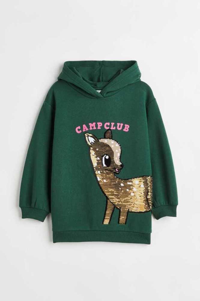 Sudadera Con Capucha H&M Oversized Niños Verdes Oscuro | 024718WIR