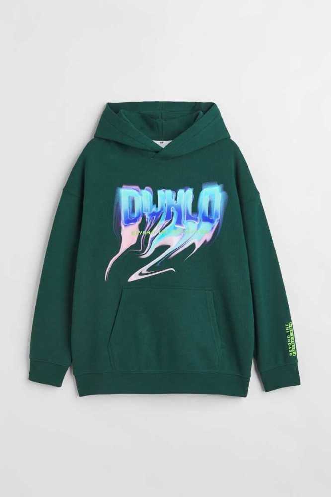 Sudadera Con Capucha H&M Oversized Niños Verdes Oscuro | 510946KEW