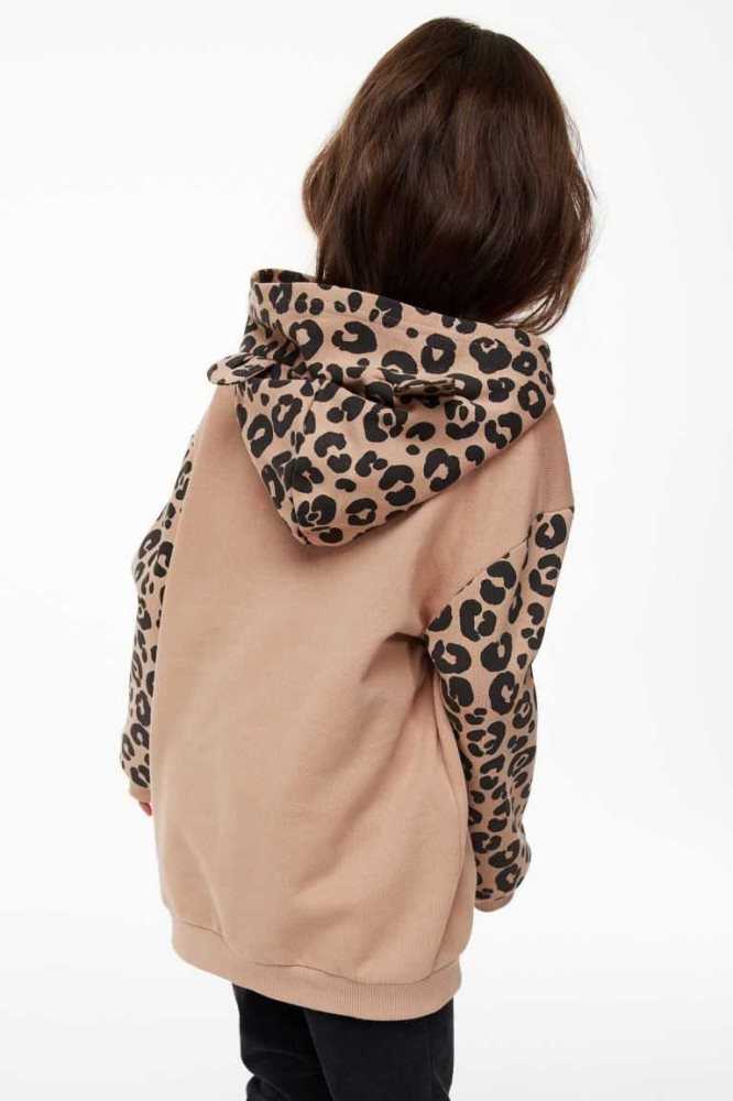 Sudadera Con Capucha H&M Oversized Niños Beige Leopardo | 653784VNT