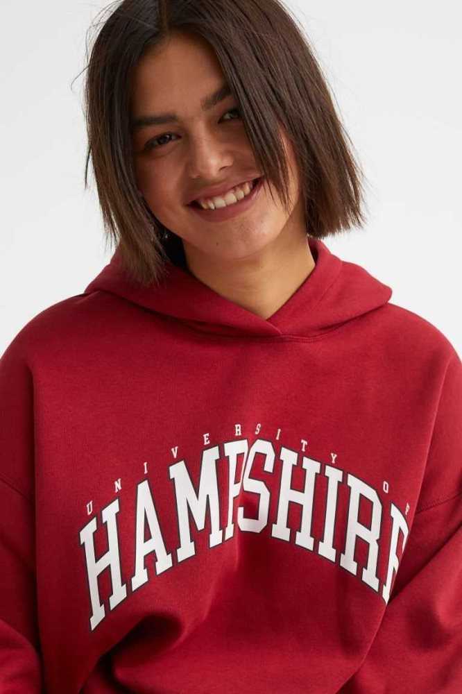 Sudadera Con Capucha H&M Printed Mujer Rojos | 068531GUQ