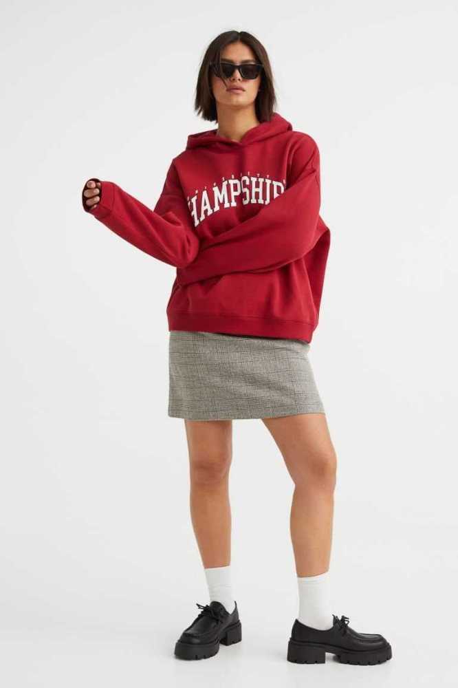 Sudadera Con Capucha H&M Printed Mujer Rojos | 068531GUQ