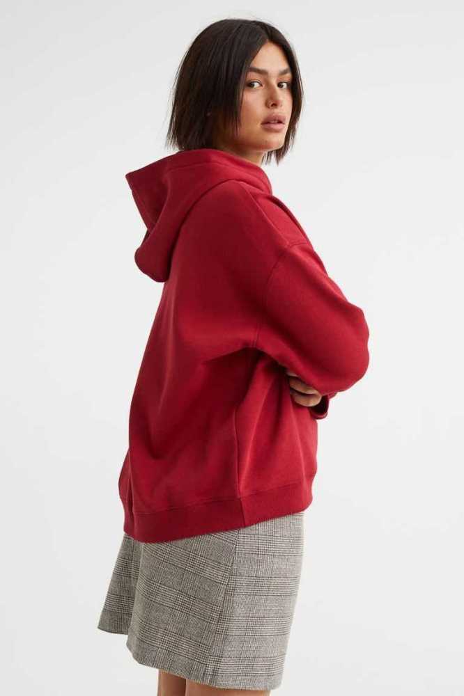 Sudadera Con Capucha H&M Printed Mujer Rojos | 068531GUQ