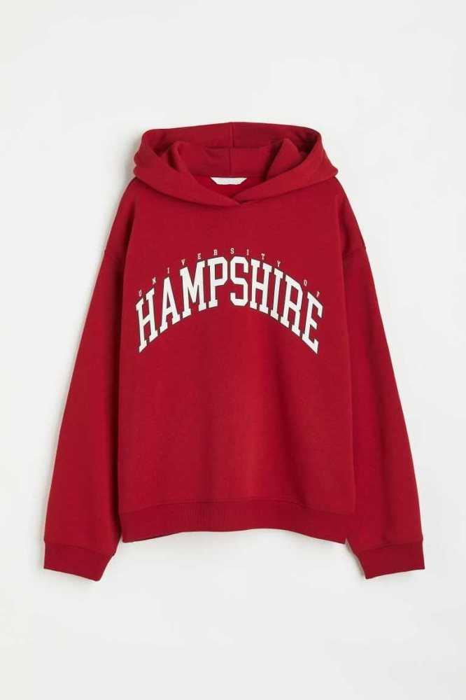 Sudadera Con Capucha H&M Printed Mujer Rojos | 068531GUQ