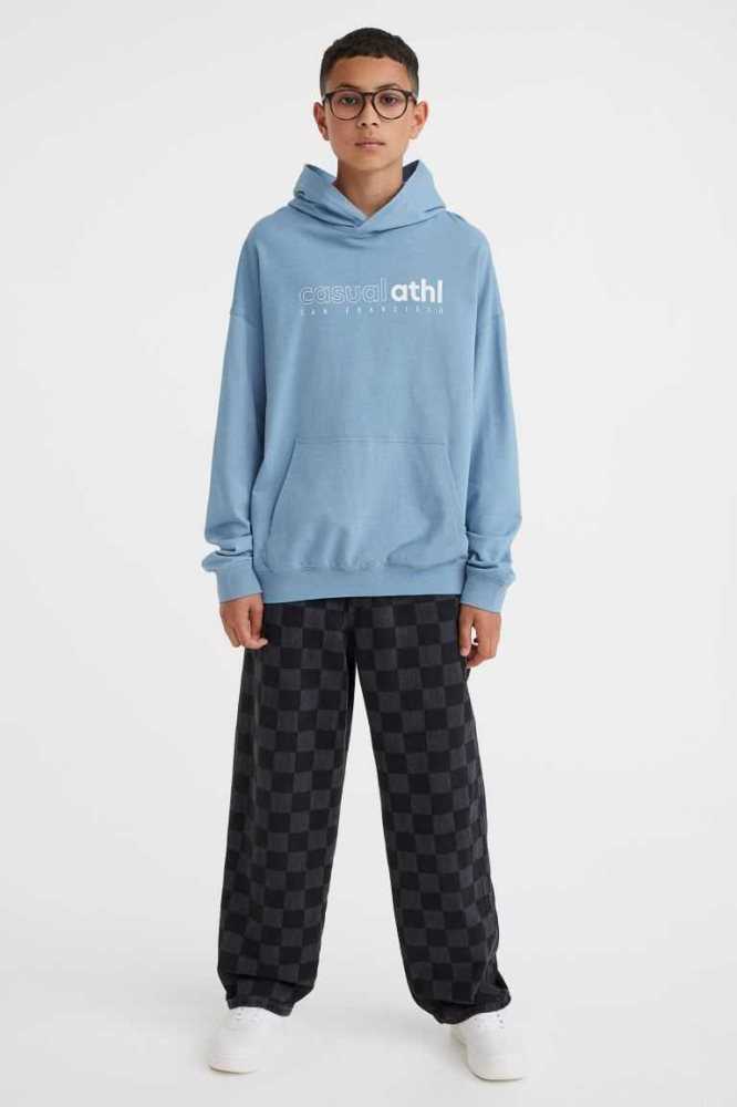 Sudadera Con Capucha H&M Printed Niños Azules Claro | 312659XQZ