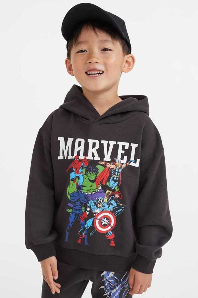 Sudadera Con Capucha H&M Printed Niños Azules Claro | 386570HKB