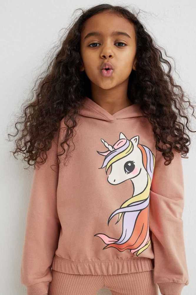 Sudadera Con Capucha H&M Printed Niños Amarillos | 409517MEH