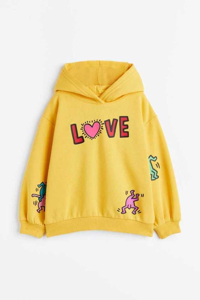 Sudadera Con Capucha H&M Printed Niños Amarillos | 825109INR