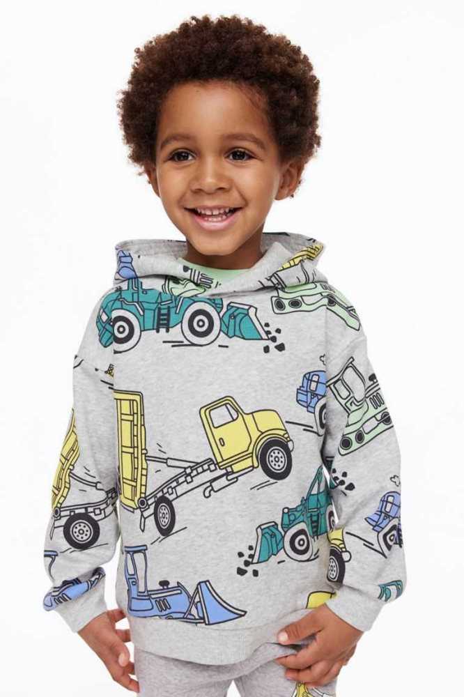 Sudadera Con Capucha H&M Printed Niños Grises Claro | 364801ARF