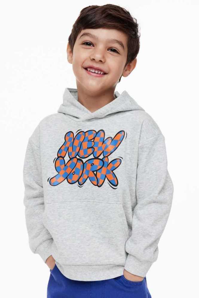 Sudadera Con Capucha H&M Printed Niños Grises Claro | 364801ARF