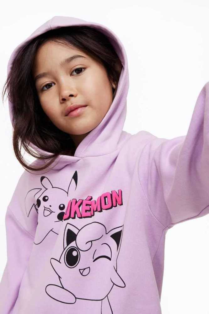 Sudadera Con Capucha H&M Printed Niños Morados Claro | 643197DNZ