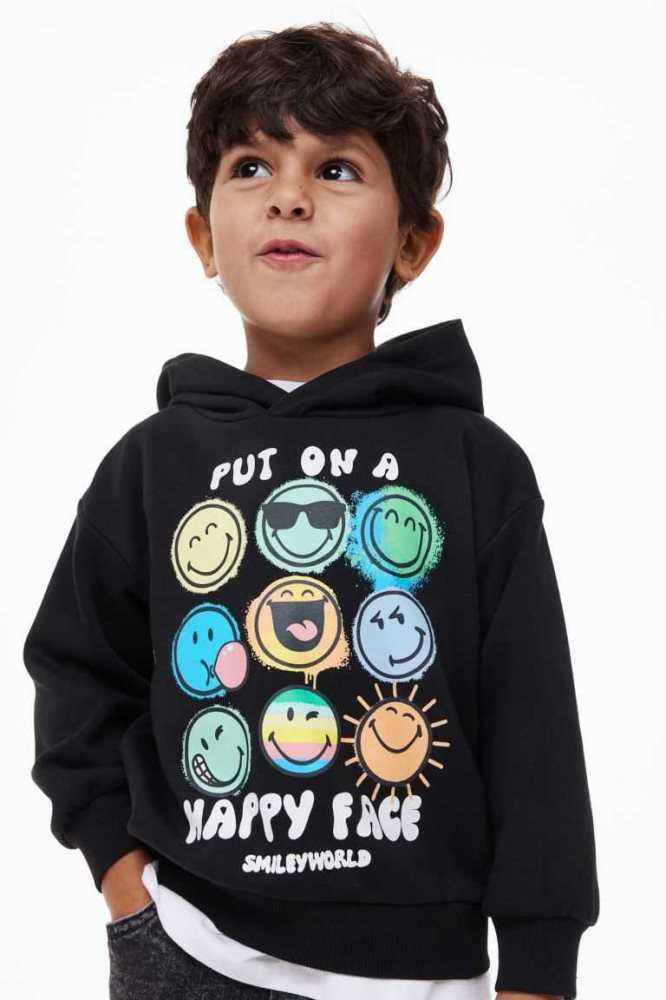 Sudadera Con Capucha H&M Printed Niños Negros | 063821FND