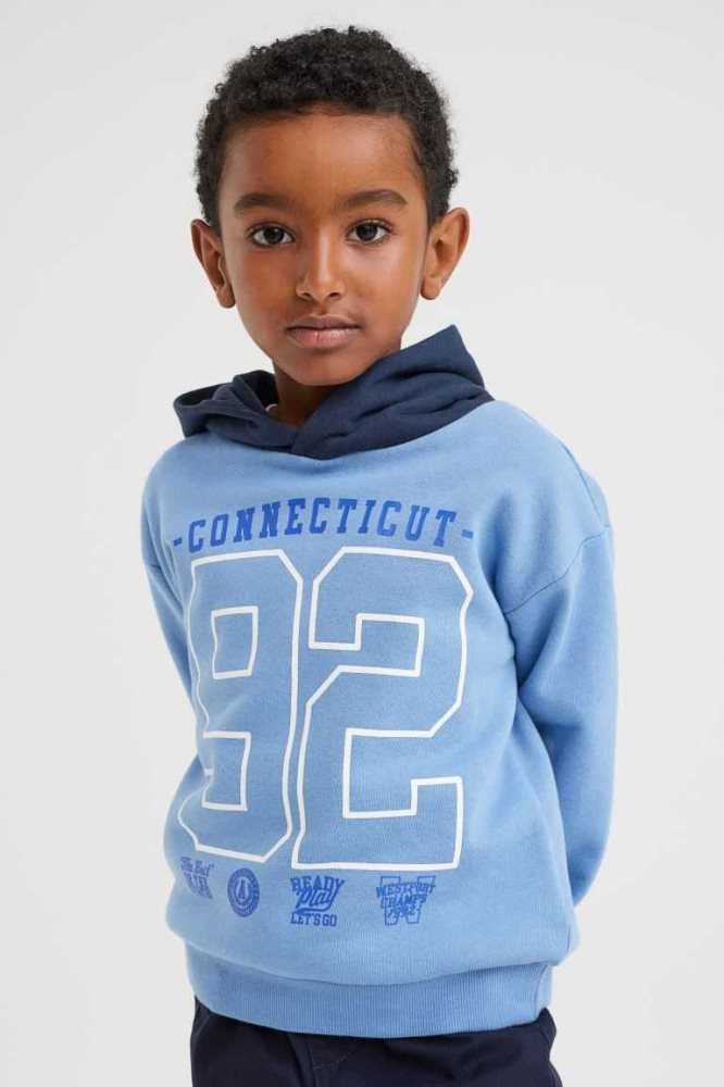 Sudadera Con Capucha H&M Printed Niños Negros | 532610HPS