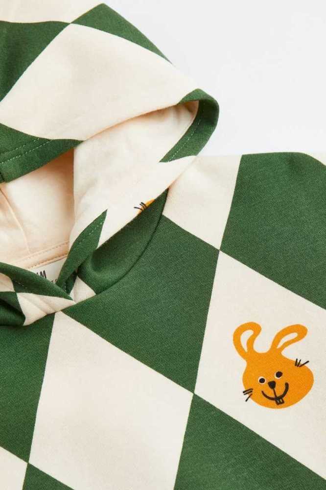 Sudadera Con Capucha H&M Printed Niños Verdes Oscuro | 308657BWU