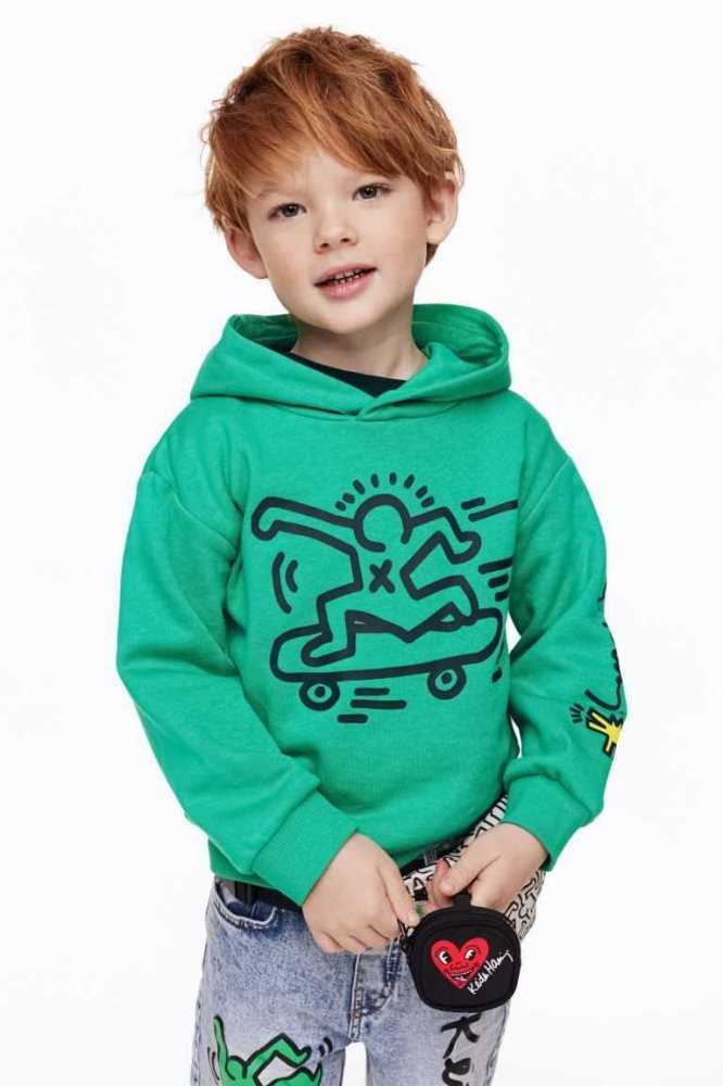 Sudadera Con Capucha H&M Printed Niños Verdes | 468792SWT