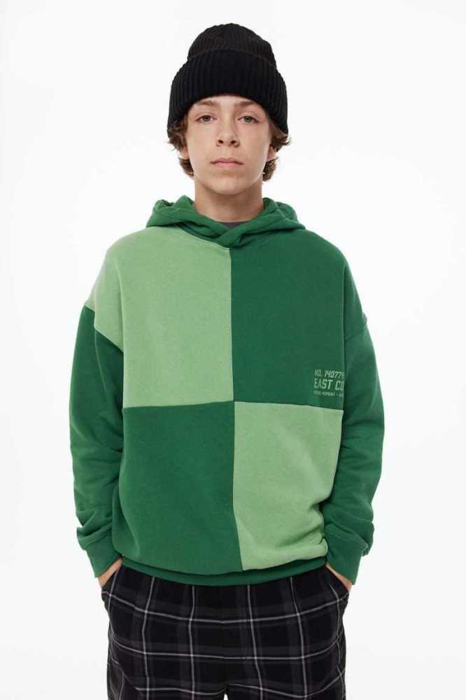 Sudadera Con Capucha H&M Printed Niños Verdes Oscuro | 471025ENJ