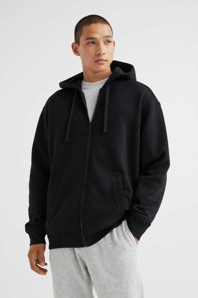 Sudadera Con Capucha H&M Relaxed Fit Encapuchado Jacket Hombre Negros | 495263TLX