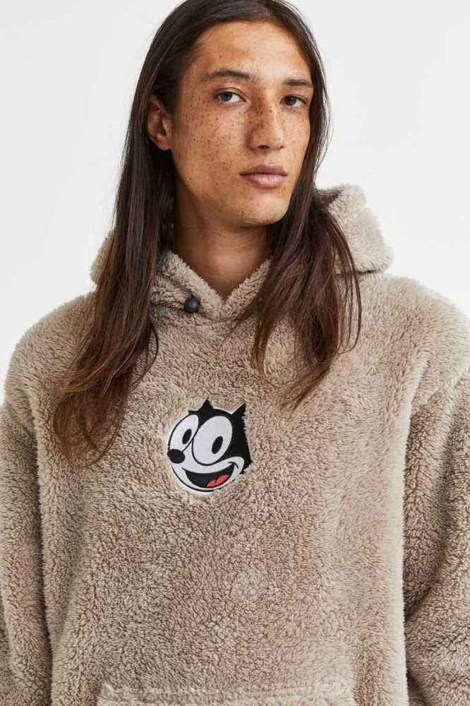 Sudadera Con Capucha H&M Relaxed Fit Teddy Bear Hombre Grises Marrom | 243705IQN